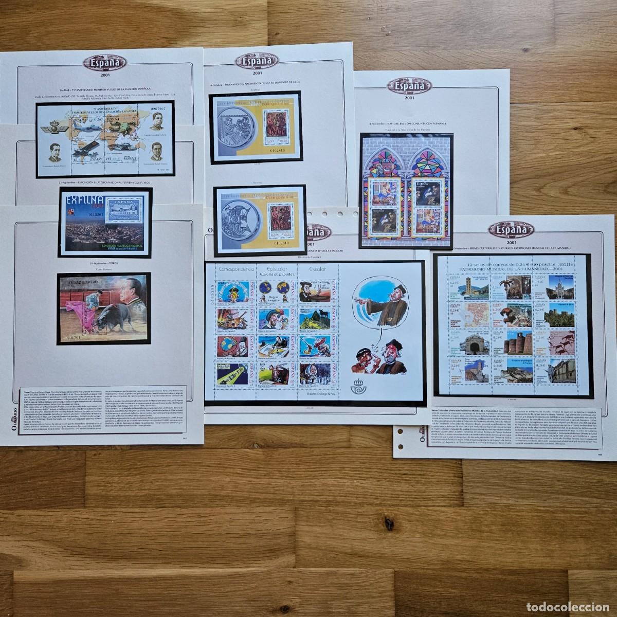 Sellos: Colecci&oacute;n Sellos Espa&ntilde;a 2001-2005 montada Olegario anillas con filoestuches negros