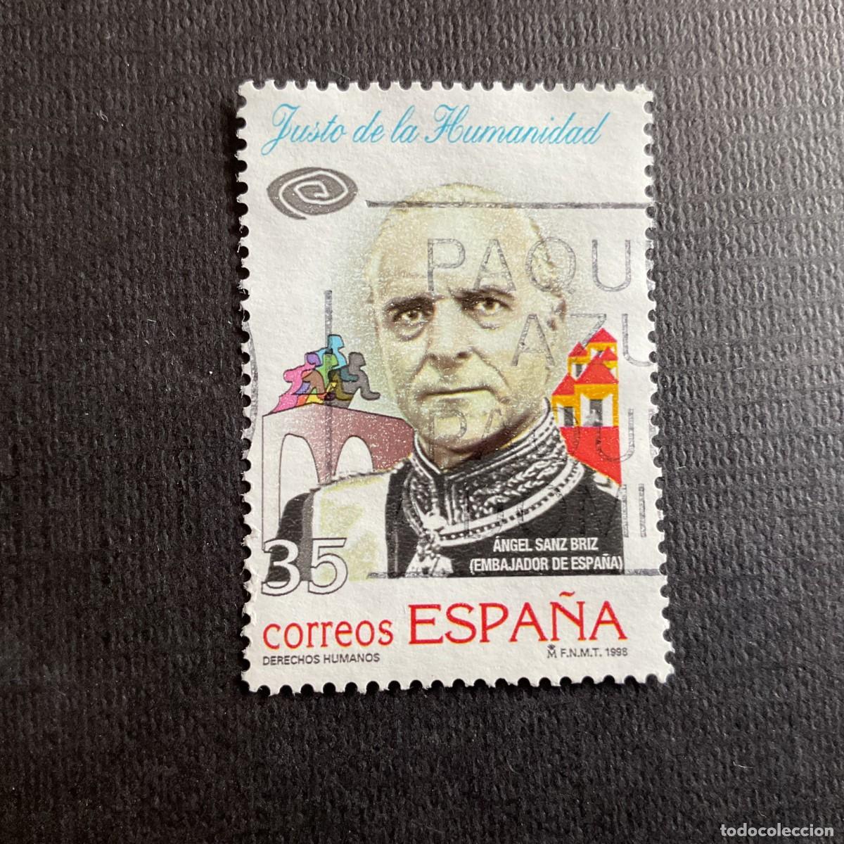 Sellos: ESPA&Ntilde;A N&ordm; EDIFIL 3606* A&Ntilde;O 1998. DERECHOS HUMANOS. ANGEL SANZ BRIZ. SELLO USADO