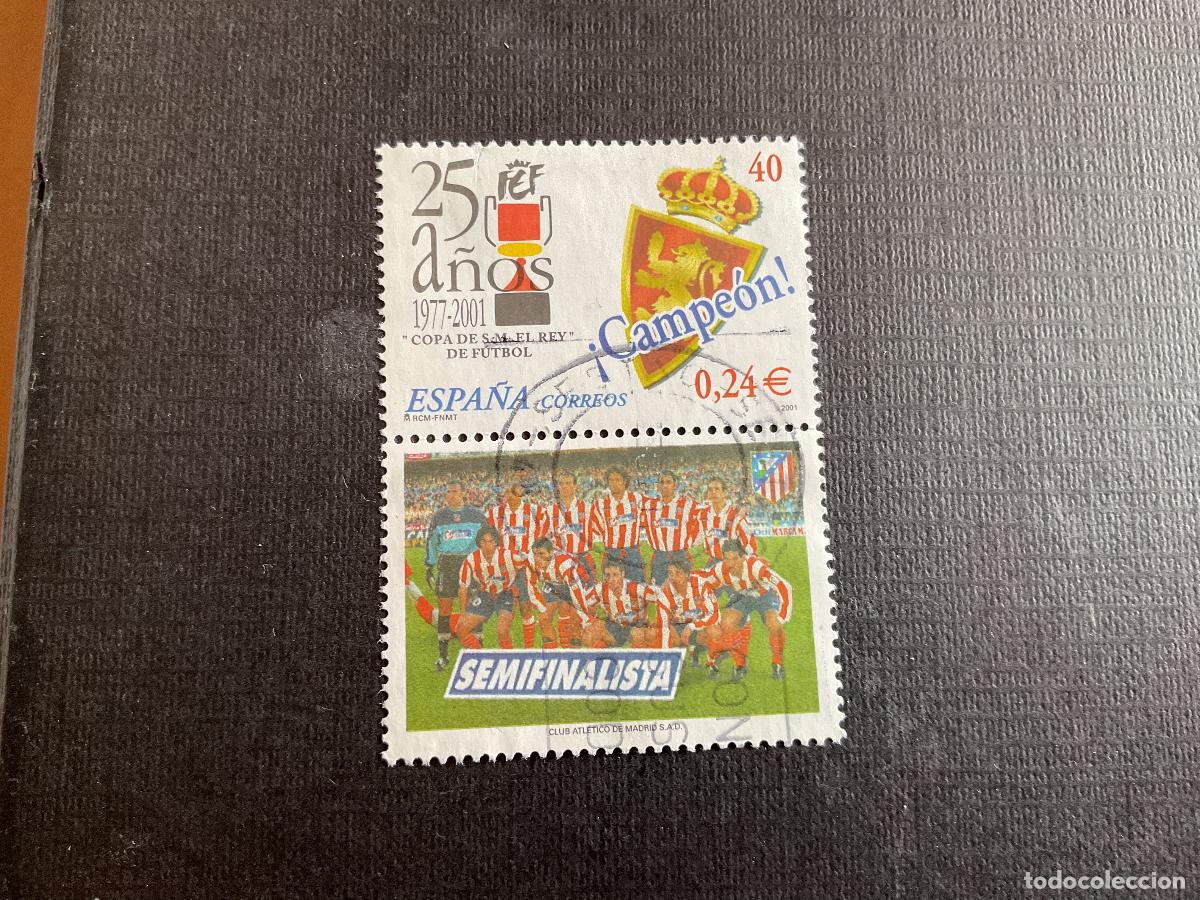 Sellos: ESPA&Ntilde;A N&ordm; EDIFIL 3805* A&Ntilde;O 2001. 25 A&Ntilde;OS COPA DEL REY DE FUTBOL. ZARAGOZA CAMPEON. SELLOS USADOS