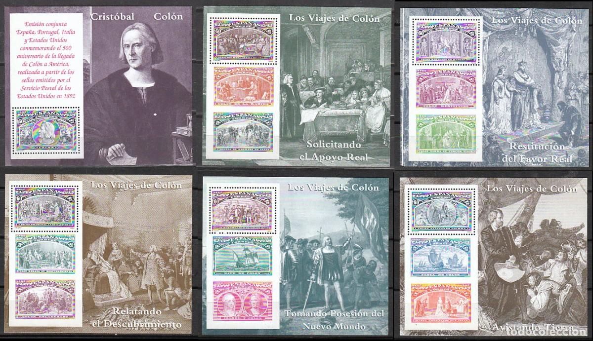 Sellos: EDIFIL 3204/9, 5&ordm; CENTENARIO DEL DESCUBRIMIENTO DE AMERICA, COLON, NUEVO ** HOJA BLO, SERIE COMPLETA