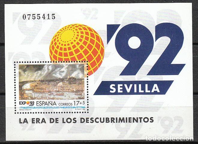 Briefmarken: EDIFIL 3191, EXPOSICION UNIVERSAL DE SEVILLA 1992, HOJA BLOQUE NUEVA **