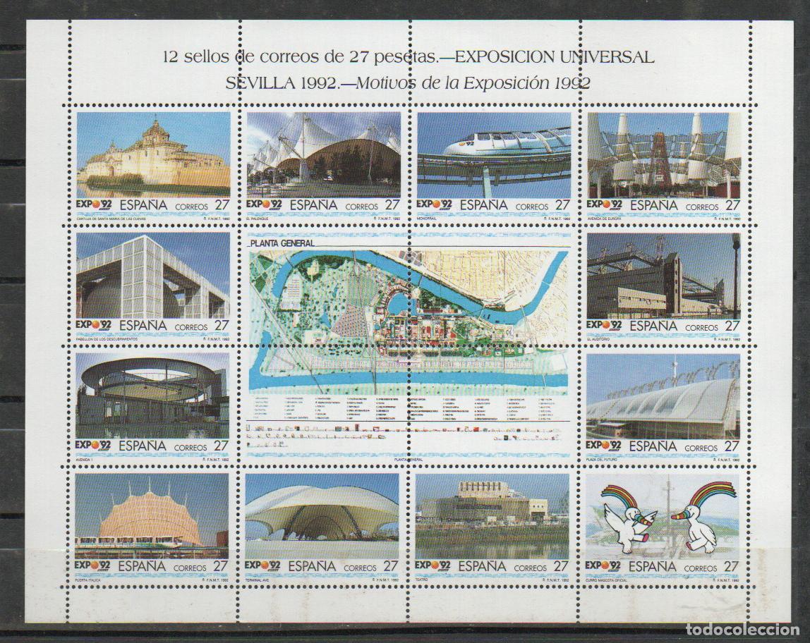 Sellos: EDIFIL 3176/87, EXPOSICION UNIVERSAL DE SEVILLA, EXPO'92, 3176/87. NUEVO EN MINIPLIEGO