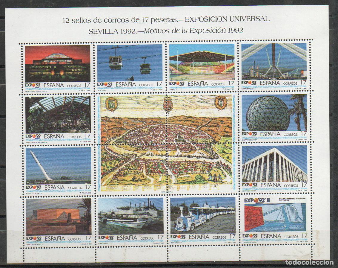 Sellos: EDIFIL 3164/75, EXPOSICION UNIVERSAL DE SEVILLA, EXPO'92, 3176/87. NUEVO EN MINIPLIEGO