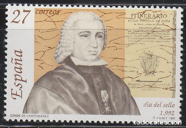 Sellos: EDIFIL N&ordm; 3154, D&Iacute;A DEL SELLO 1992, CONDE DE CAMPOMANES, NUEVO ***