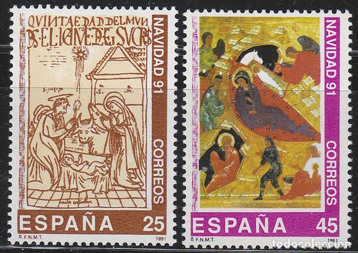 Sellos: EDIFIL N&ordm; 3142/3, NAVIDAD 1991, NUEVO ** SERIE COMPLETA