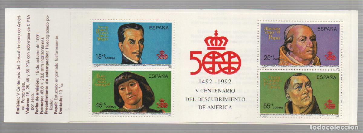 Sellos: EDIFIL 3140, DESCUBRIMIENTO DE AMERICA, PERSONAJES, CARNET NUEVO **
