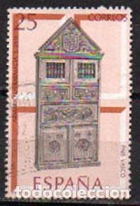 Sellos: Edifil 3127, artesania, Paid Vasco, armario de farmacia del siglo XVIII, usado, EL DE LA FOTO