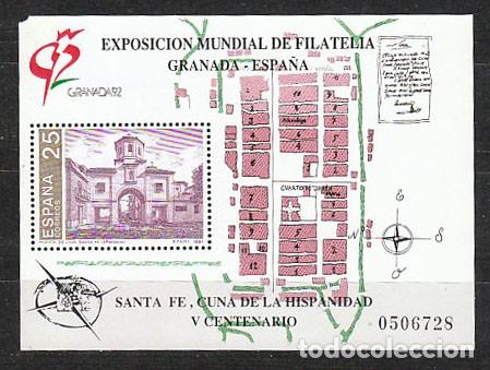 Sellos: EDIFIL 3109, GRANADA'92, V CENTENARIO DE LA FUNDACION DE FANTA FE, NUEVO **