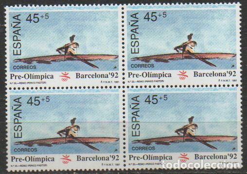 Sellos: Edifil n&ordm; 3106, JUEGOS OLIMPICOS DE BARECELONA 1992; REMO, NUEVO ** EN BLOQUE DE 4
