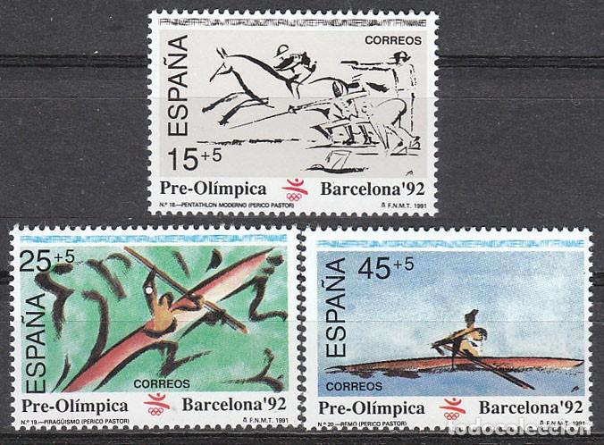 Sellos: EDIFIL 3104/6, JUEGOS OLIMPICOS BARCELONA, VI SERIE PREOLIMPICA, NUEVO*** SERIE COMPLETA