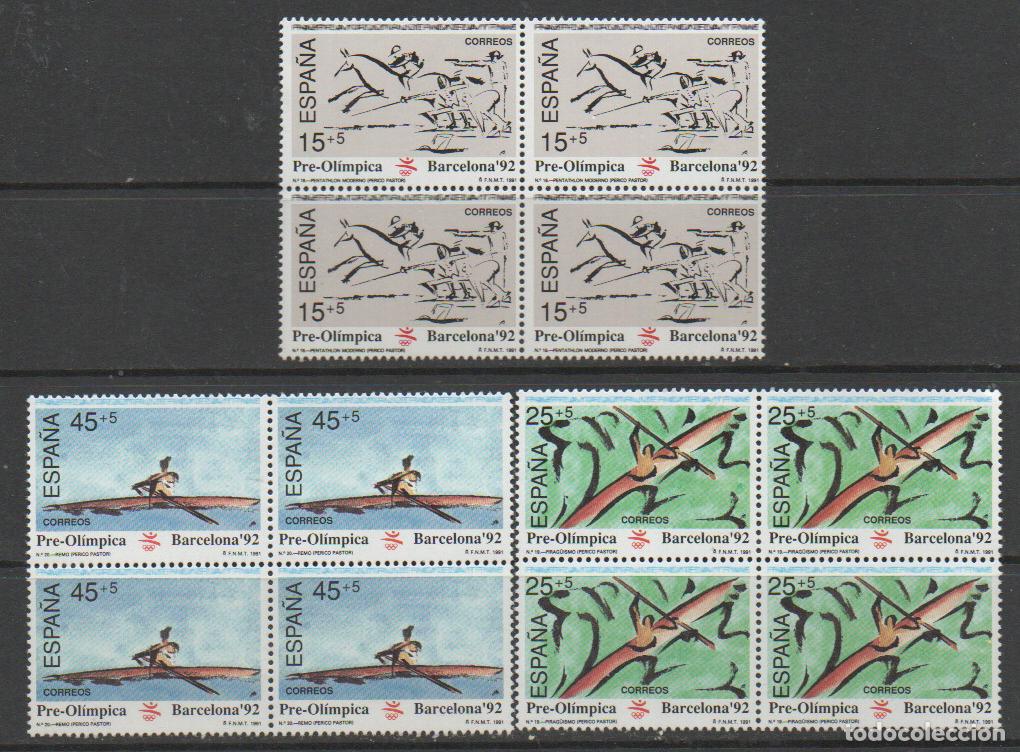 Sellos: EDIFIL 3104/6, JUEGOS OLIMPICOS BARCELONA, VI SERIE PREOLIMPICA, NUEVO*** SERIE COMPLETA BLOQUE DE 4