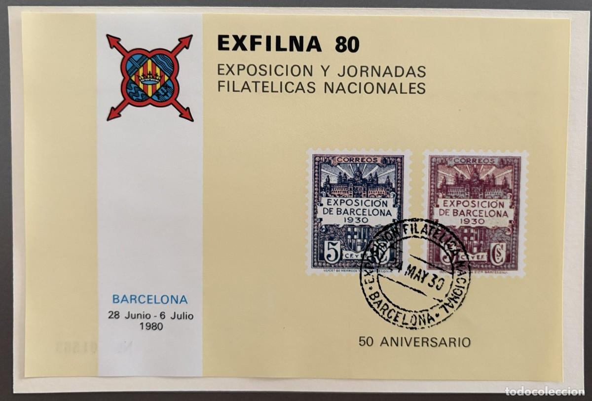 Sellos: ESP287, ESPA&Ntilde;A, SPAIN, EXFILNA 1980, HOJA-RECUERDO
