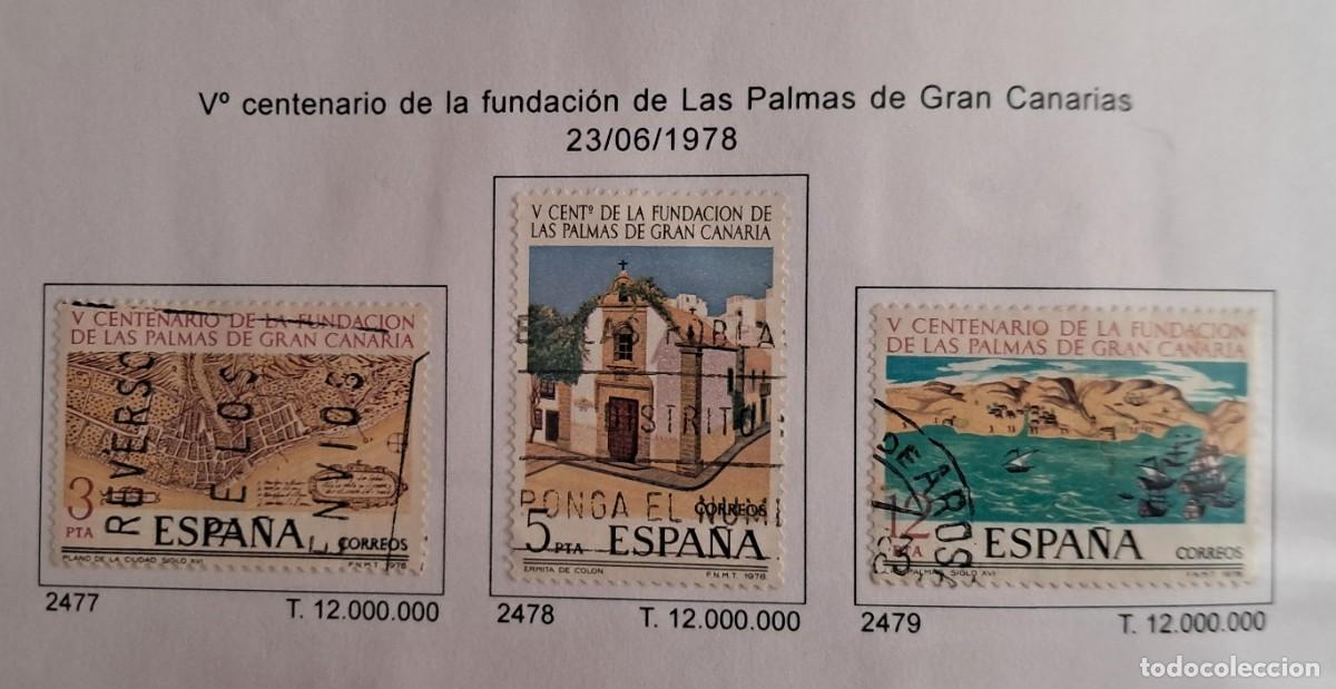 Sellos: serie completa de sellos de Espa&ntilde;a usados, V cent. fundaci&oacute;n Las Palmas, edifil 2477-2479, a&ntilde;o 1978