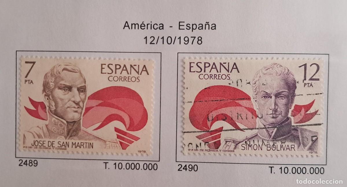 Sellos: serie completa de sellos de Espa&ntilde;a usados, Am&eacute;rica-Espa&ntilde;a, edifil 2489-2490. a&ntilde;o 1978.