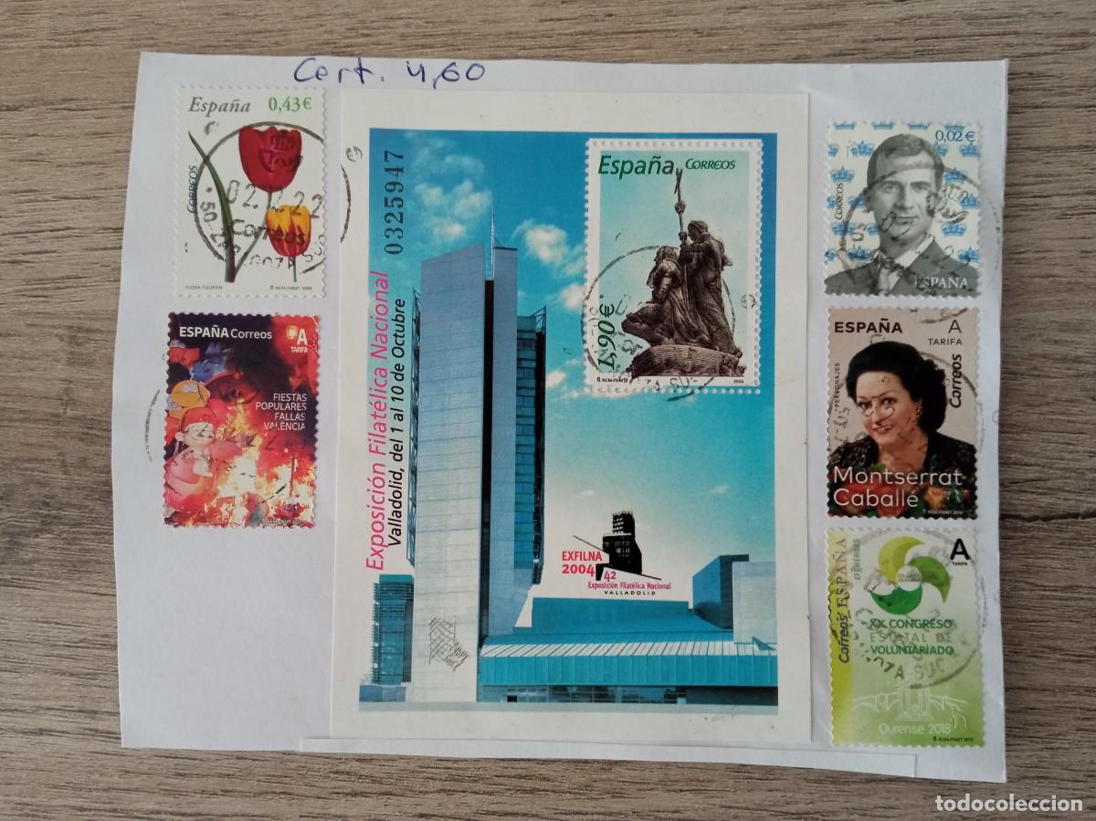 Sellos: HOJA BLOQUE EXPOSICION FILATELICA NACIONAL Y 5 SELLOS MAS PEGADOS Y MATASELLADOS