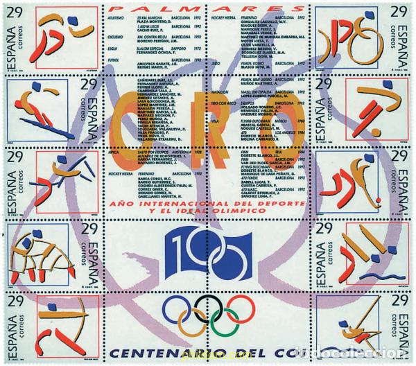Sellos: 6725 MNH ESPA&Ntilde;A 1994 25 JUEGOS OLIMPICOS VERANO BARCELONA 1992 - OLIMPICOS DE ORO