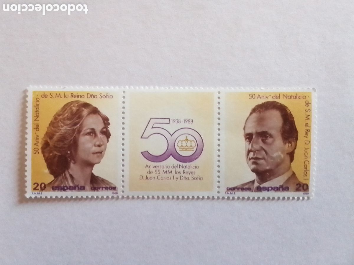 Sellos: 50 aniversario del Natalicio Reyes de Espa&ntilde;a