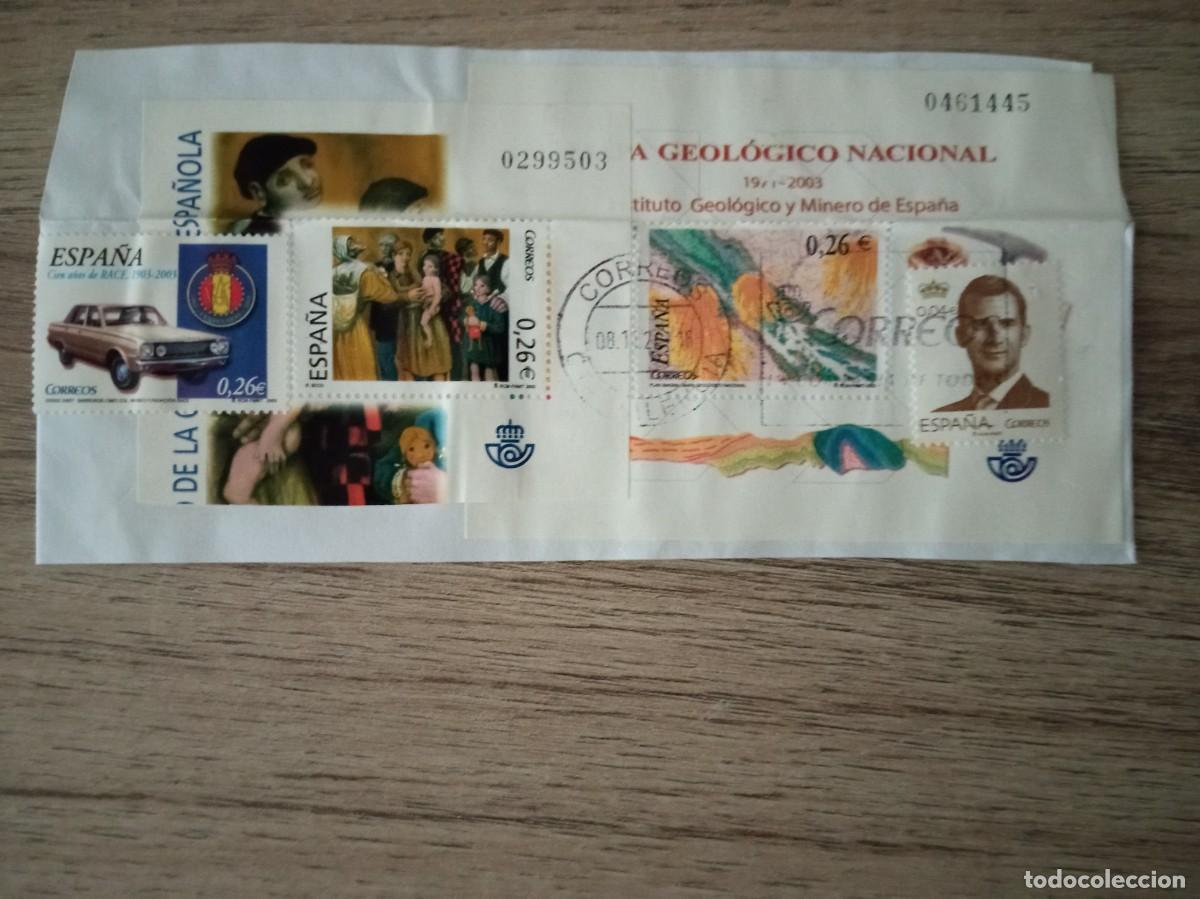 Sellos: 4 SELLOS ESPA&Ntilde;OLES PEGADOS Y MATASELLADOS