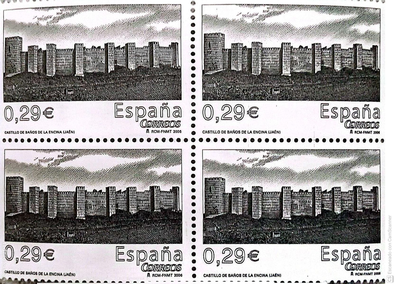 Sellos: Espa&ntilde;a. 4259 Castillos: Ba&ntilde;os de la Encina (Ja&eacute;n), en bloque de cuatro. 2006. Sellos nuevos y numera
