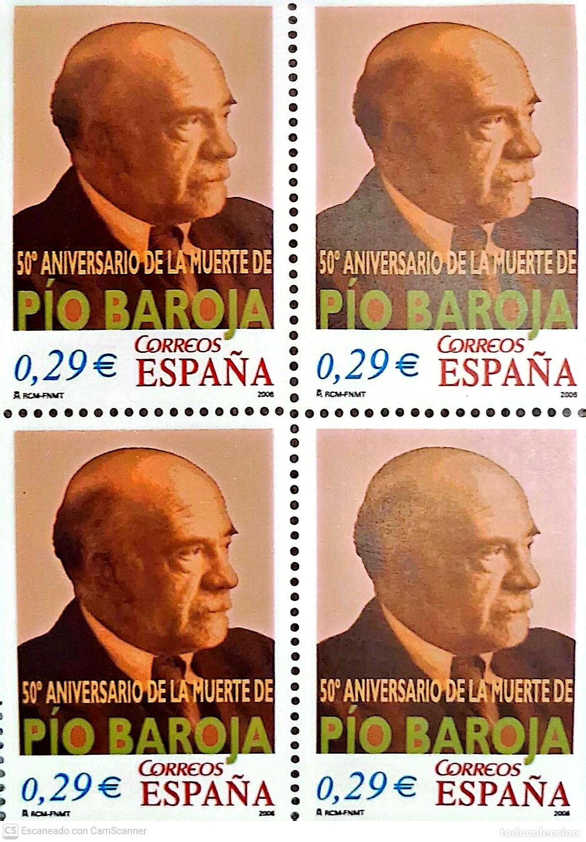 Selos: Espa&ntilde;a. 4285 P&iacute;o Baroja, en bloque de cuatro. 2006. Sellos nuevos y numeraci&oacute;n Edifil
