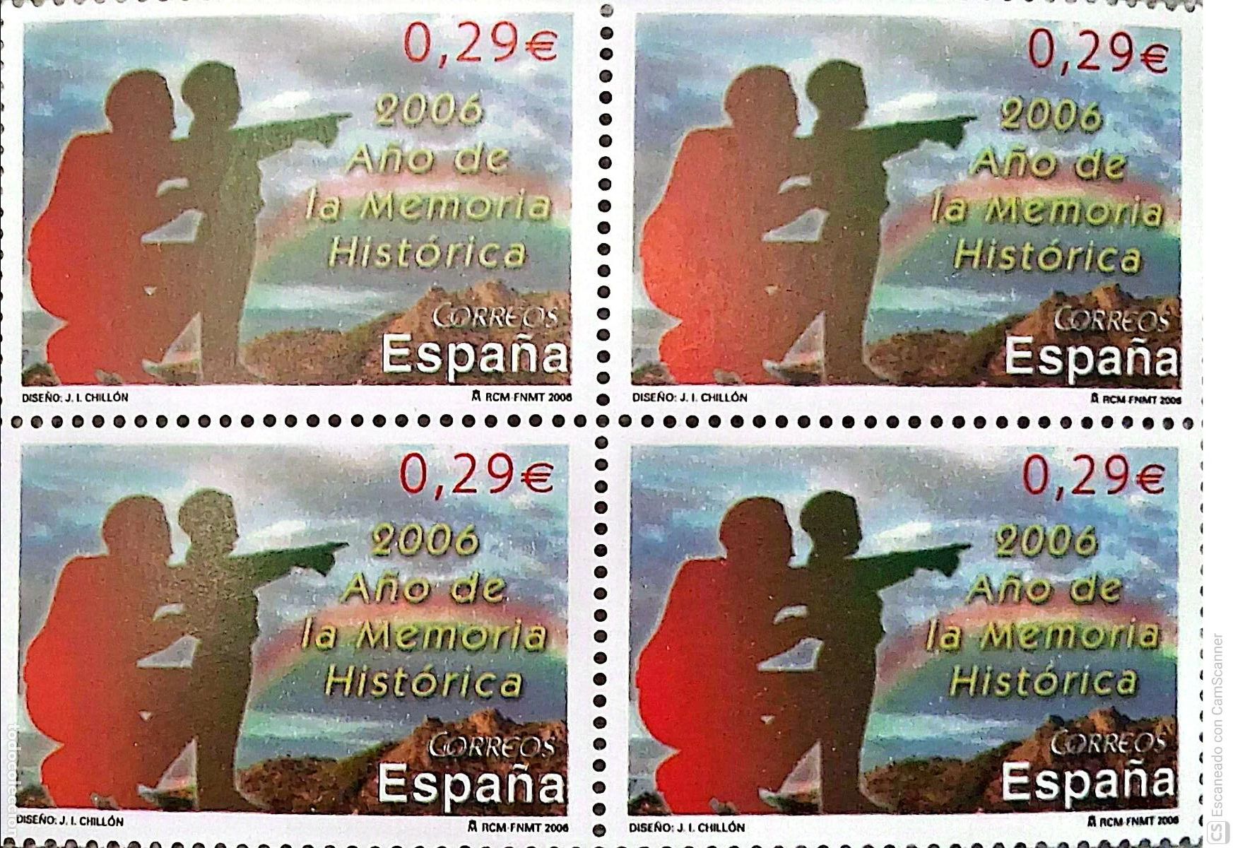 Selos: Espa&ntilde;a. 4286 A&ntilde;o Memoria Hist&oacute;rica: Motivos alusivos, en bloque de cuatro. 2006. Sellos nuevos y num