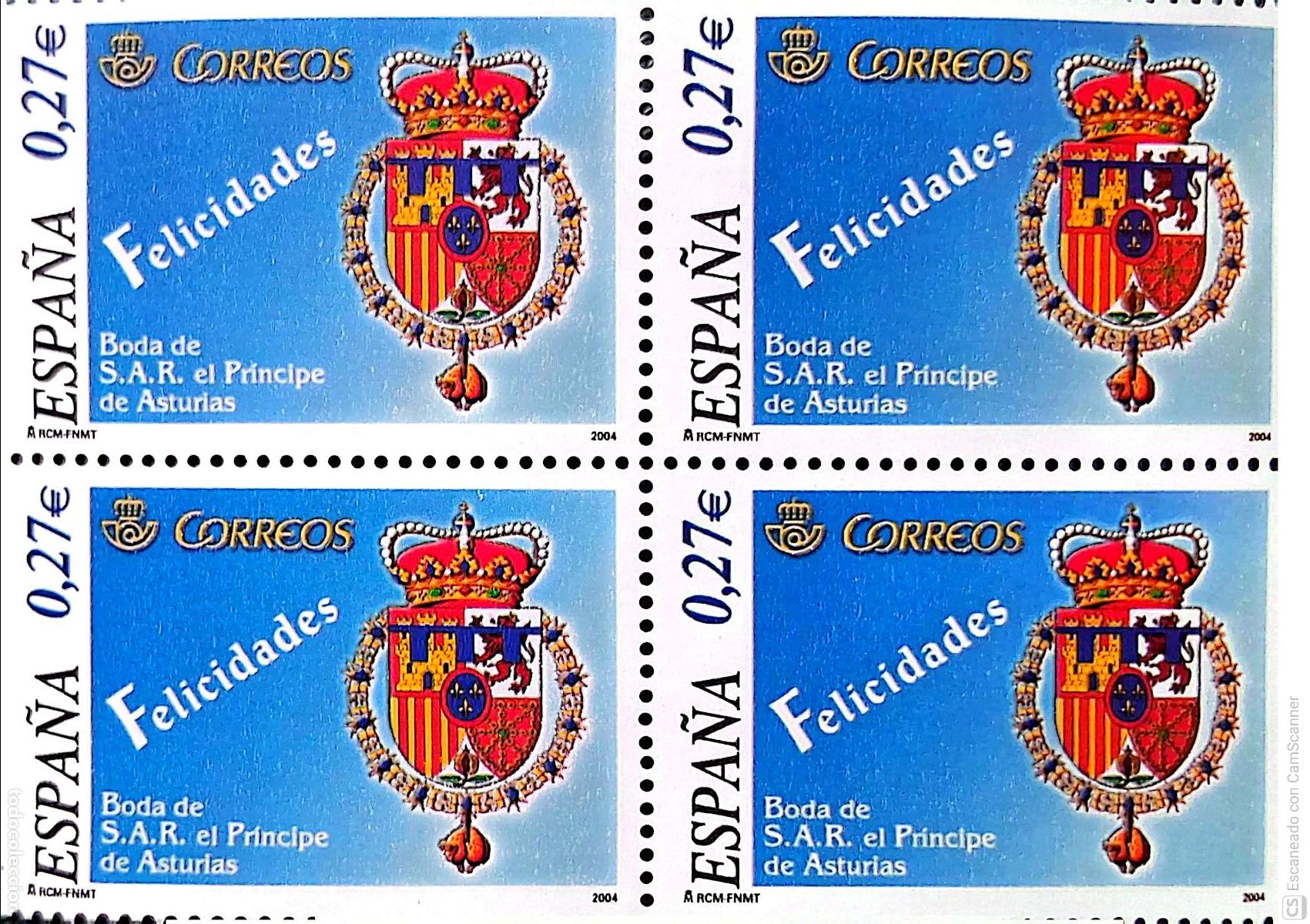 Sellos: Espa&ntilde;a. 4083 Boda de S.A.R., el Pr&iacute;ncipe de Asturias con Do&ntilde;a Leticia Ortiz, con felicitaci&oacute;n solame