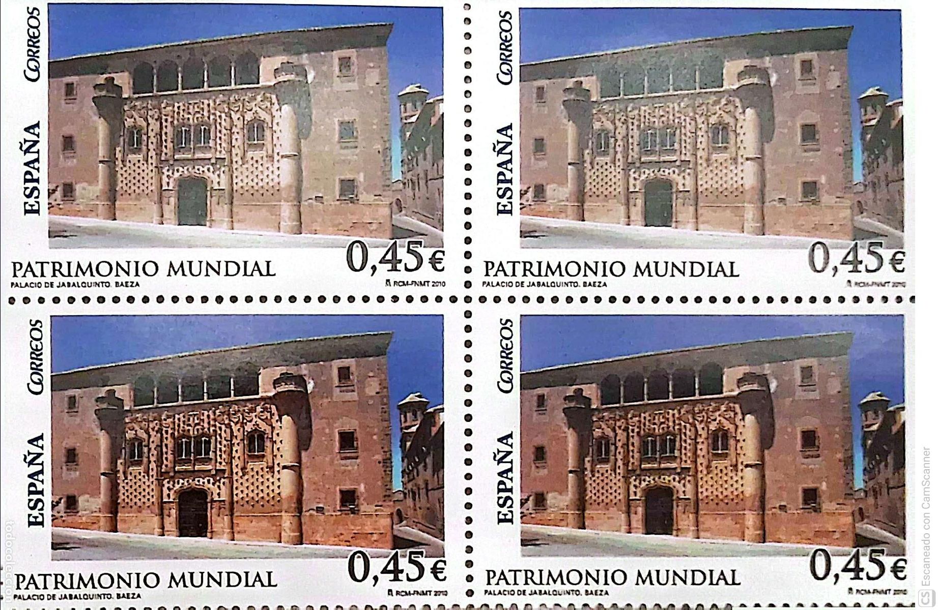Sellos: Espa&ntilde;a. 4557 Patrimonio: Palacio Jabalquinto en Baeza (Ja&eacute;n), en bloque de cuatro. 2010. Sellos nuev