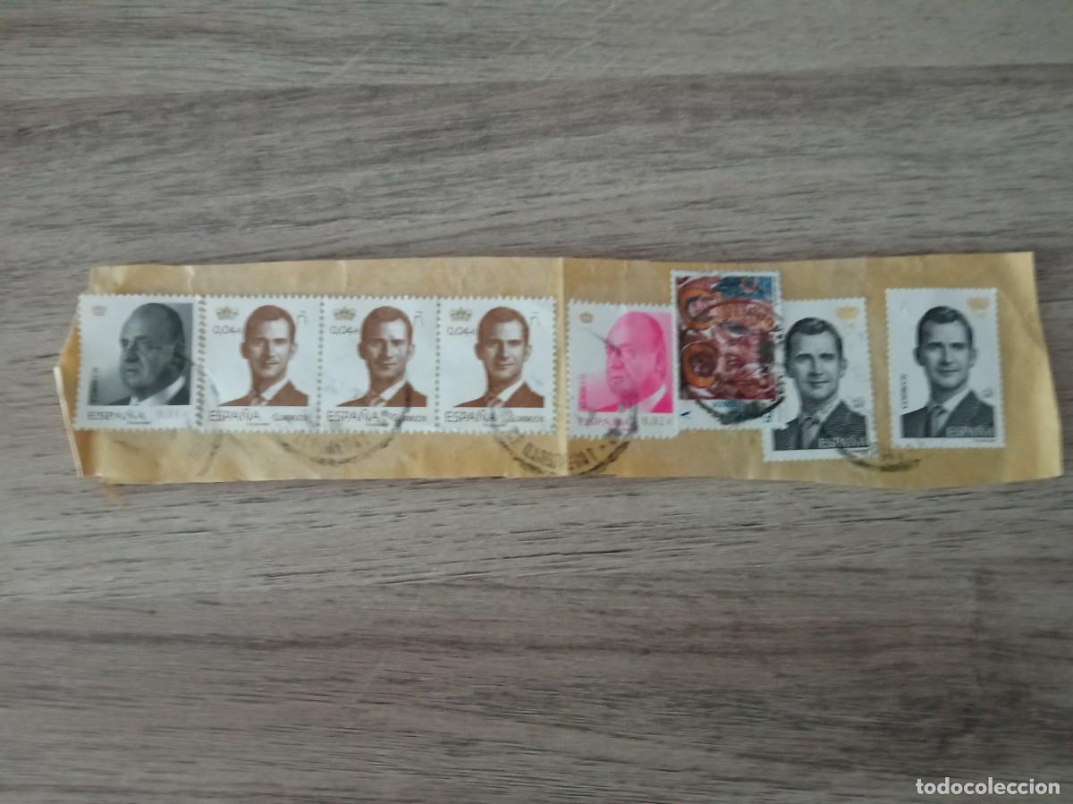 Sellos: 8 SELLOS ESPA&Ntilde;OLES PEGADOS Y MATASELLADOS
