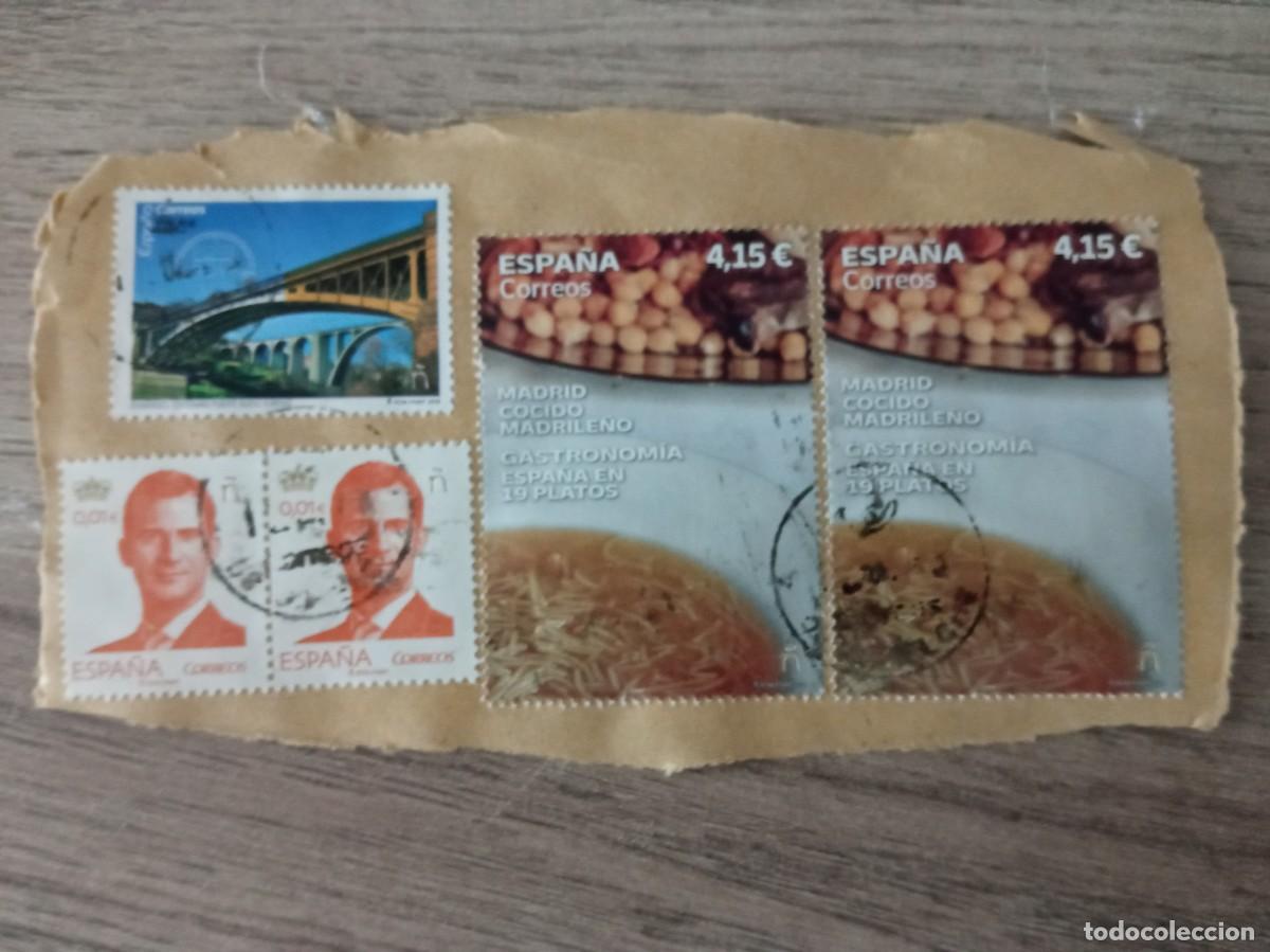 Sellos: 5 SELLOS ESPA&Ntilde;OLES PEGADOS Y MATASELLADOS