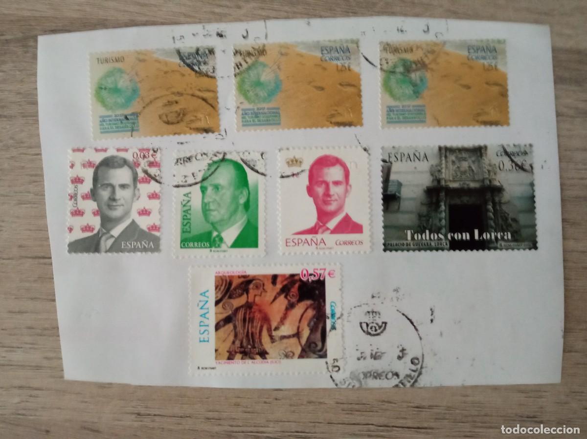 Sellos: 8 SELLOS ESPA&Ntilde;OLES PEGADOS Y MATASELLADOS