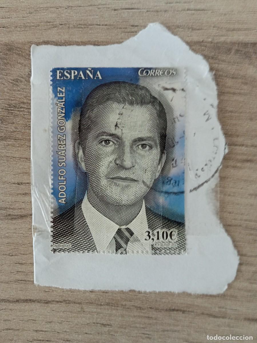 Sellos: 1 SELLO ESPA&Ntilde;OL, ADOLFO SUAREZ, PEGADO Y MATASELLADO