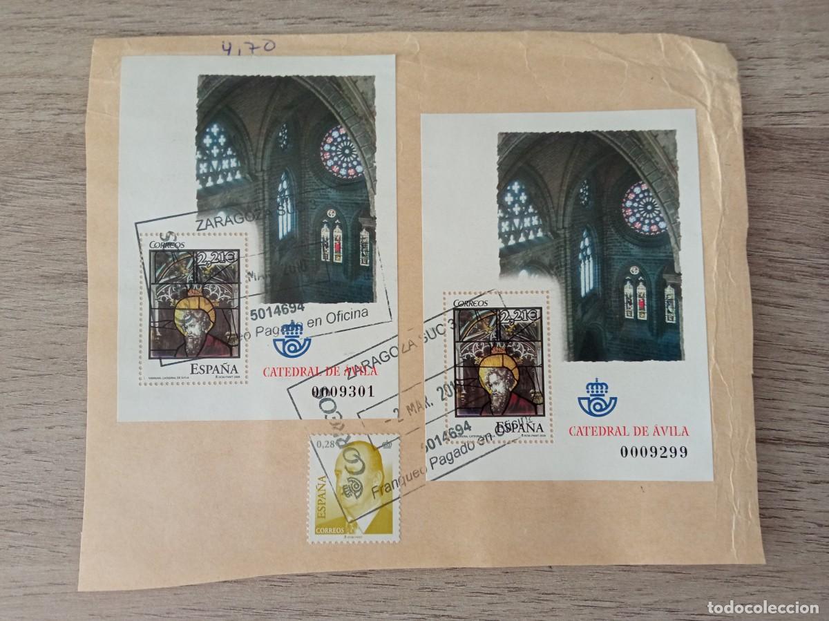Sellos: DOS HOJAS BLOQUES CATEDRAL DE AVILA, PEGADAS Y MATASELLADAS