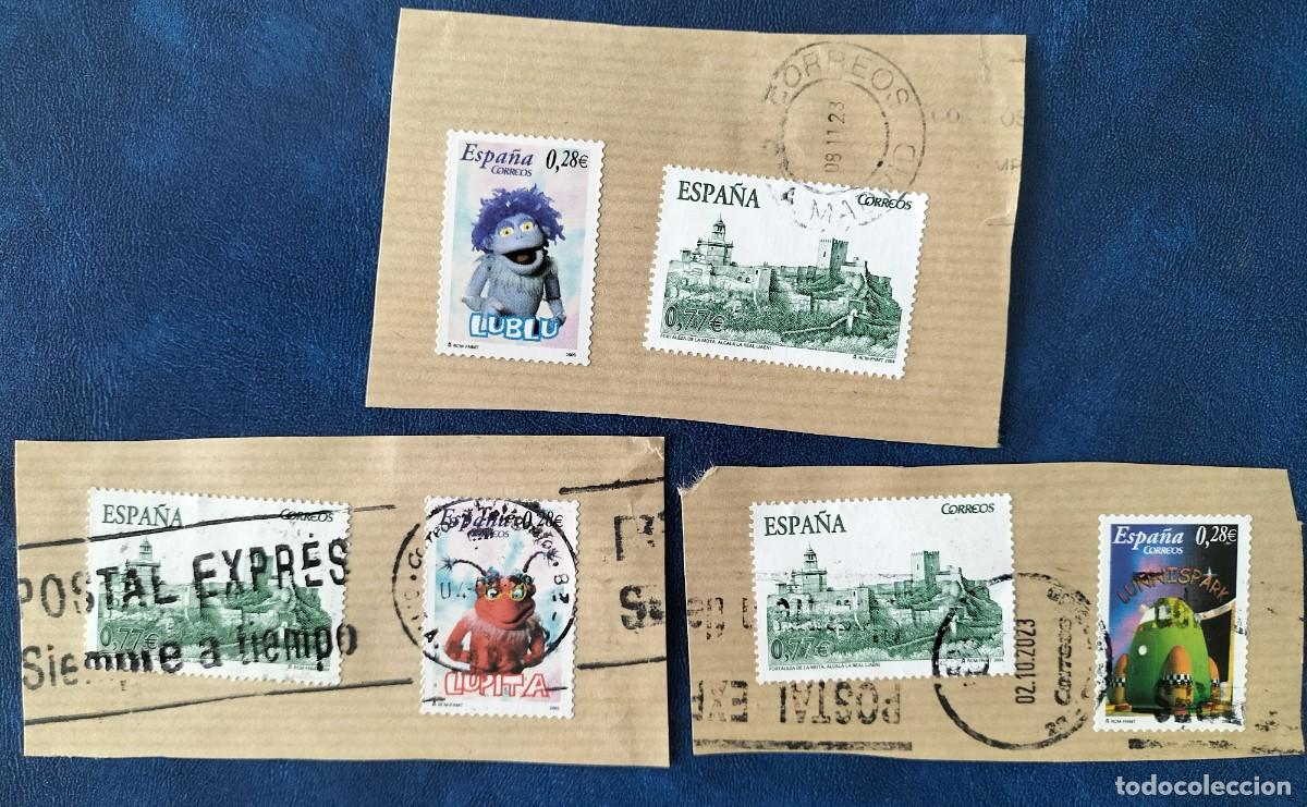 Sellos: ESPA&Ntilde;A A&Ntilde;O 2005 LOS LUNIS + CASTILLO EDIFIL 4099 USADOS EN CARTA
