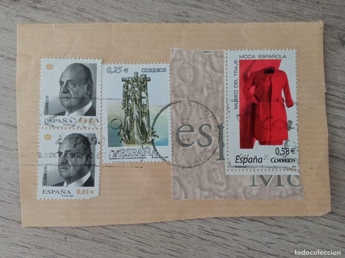 Sellos: 4 SELLOS ESPA&Ntilde;OLES PEGADOS Y MATASELLADOS