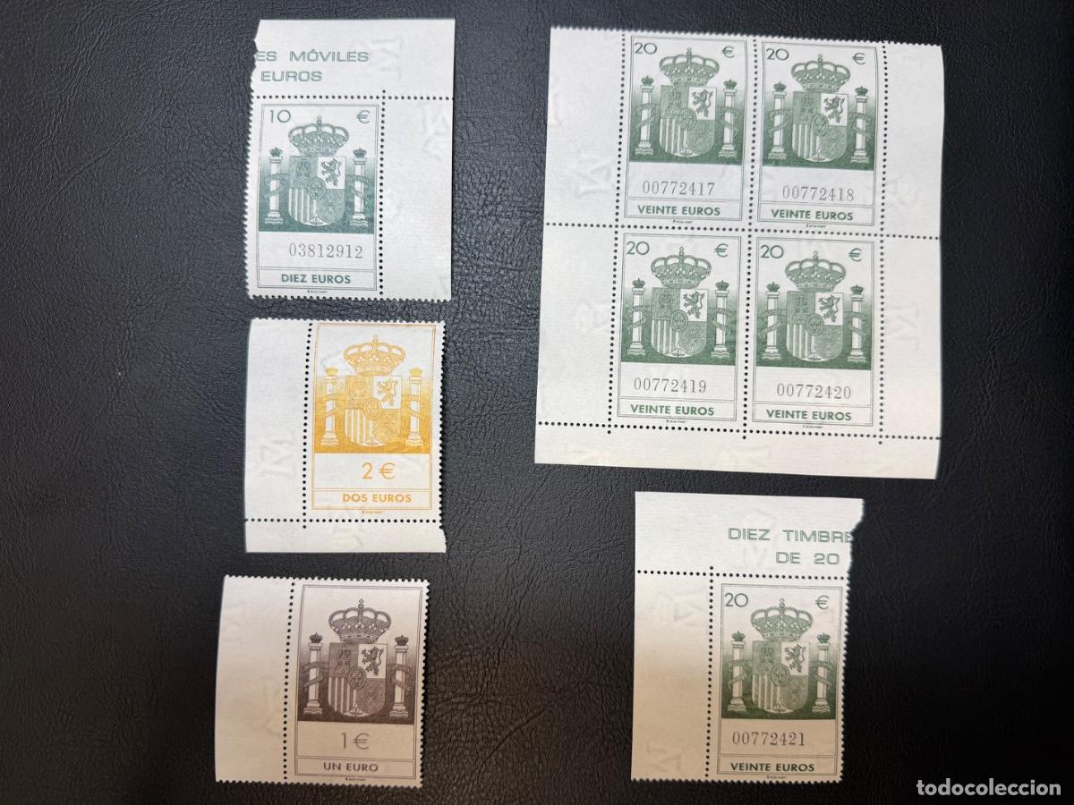 Sellos: Espa&ntilde;a 2002 &ndash; Timbres m&oacute;viles fiscales en euros &ndash; serie correlativa 20 &euro; &ndash; sin usar