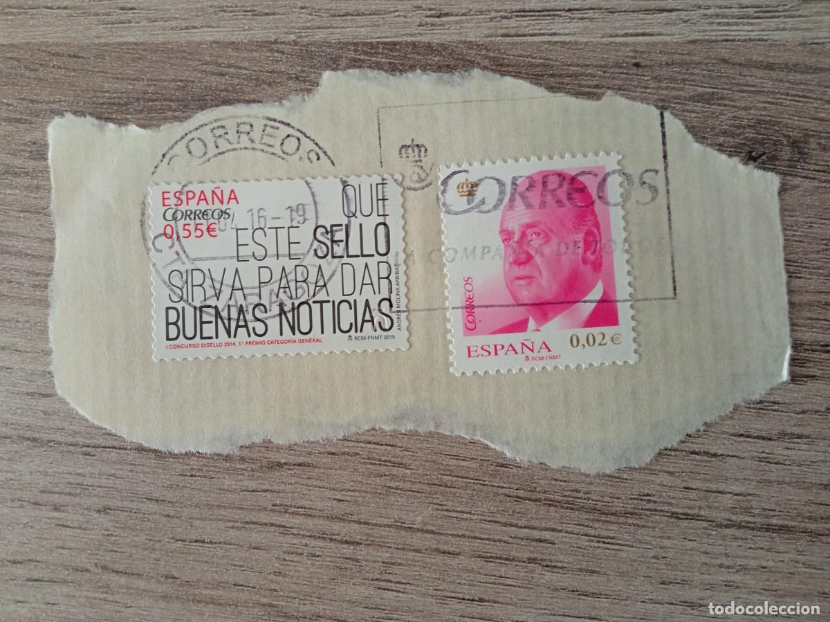 Sellos: 2 SELLOS ESPA&Ntilde;OLES PEGADOS Y MATASELLADOS