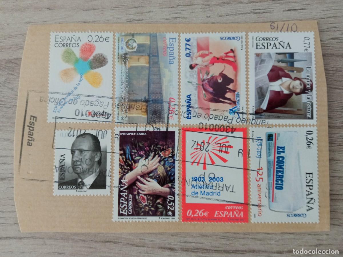 Sellos: 8 SELLOS ESPA&Ntilde;OLES PEGADOS Y MATASELLADOS