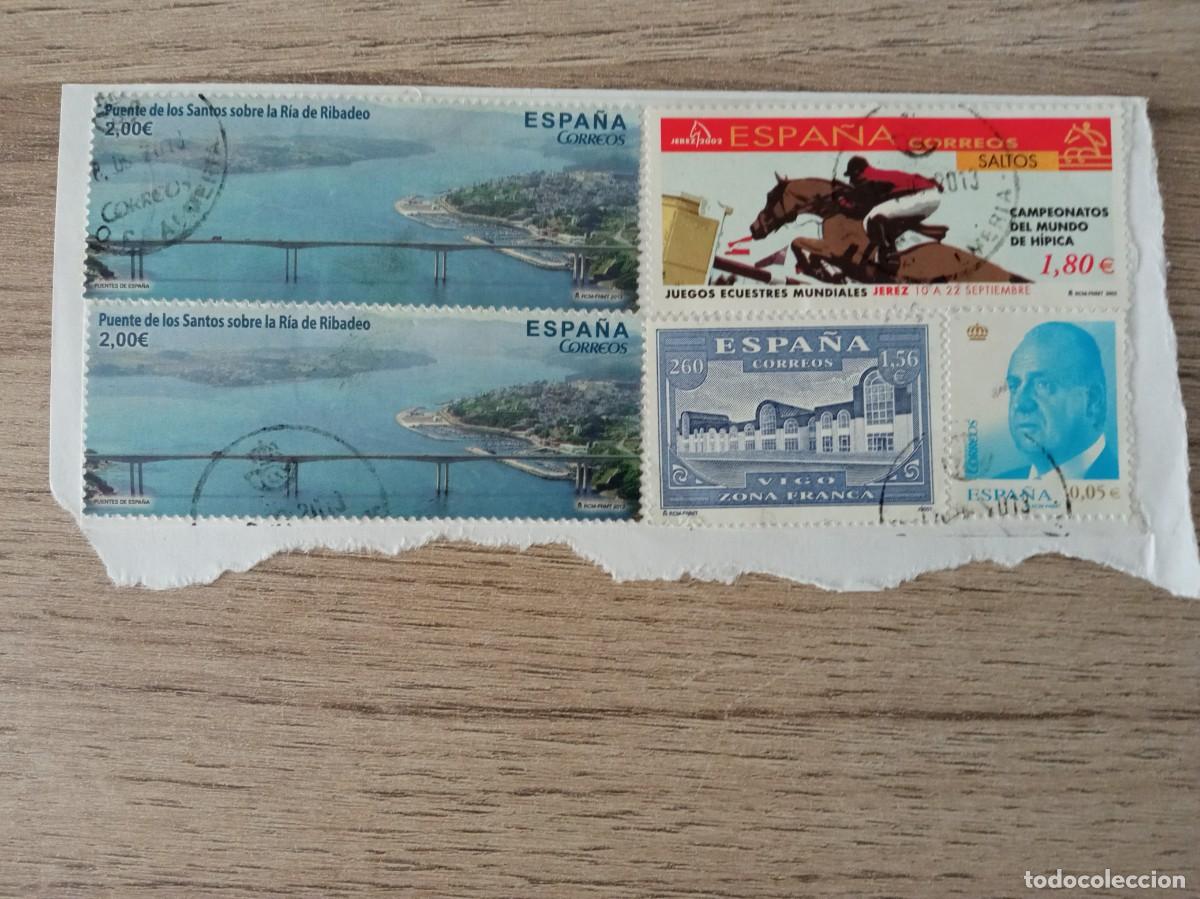 Sellos: 5 SELLOS ESPA&Ntilde;OLES PEGADOS Y MATASELLADOS
