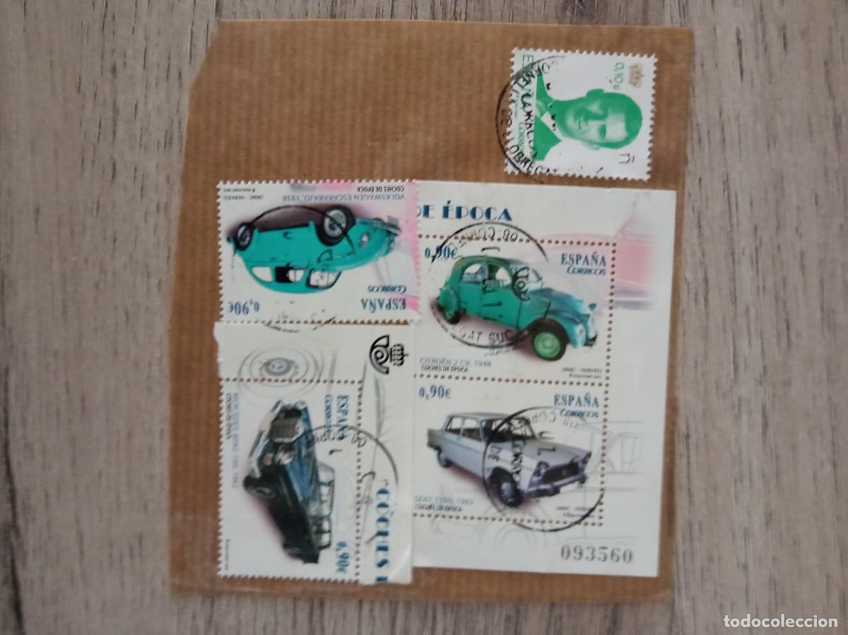 Sellos: 5 SELLOS ESPA&Ntilde;OLES, COCHES DE EPOCA, PEGADOS Y MATASELLADOS