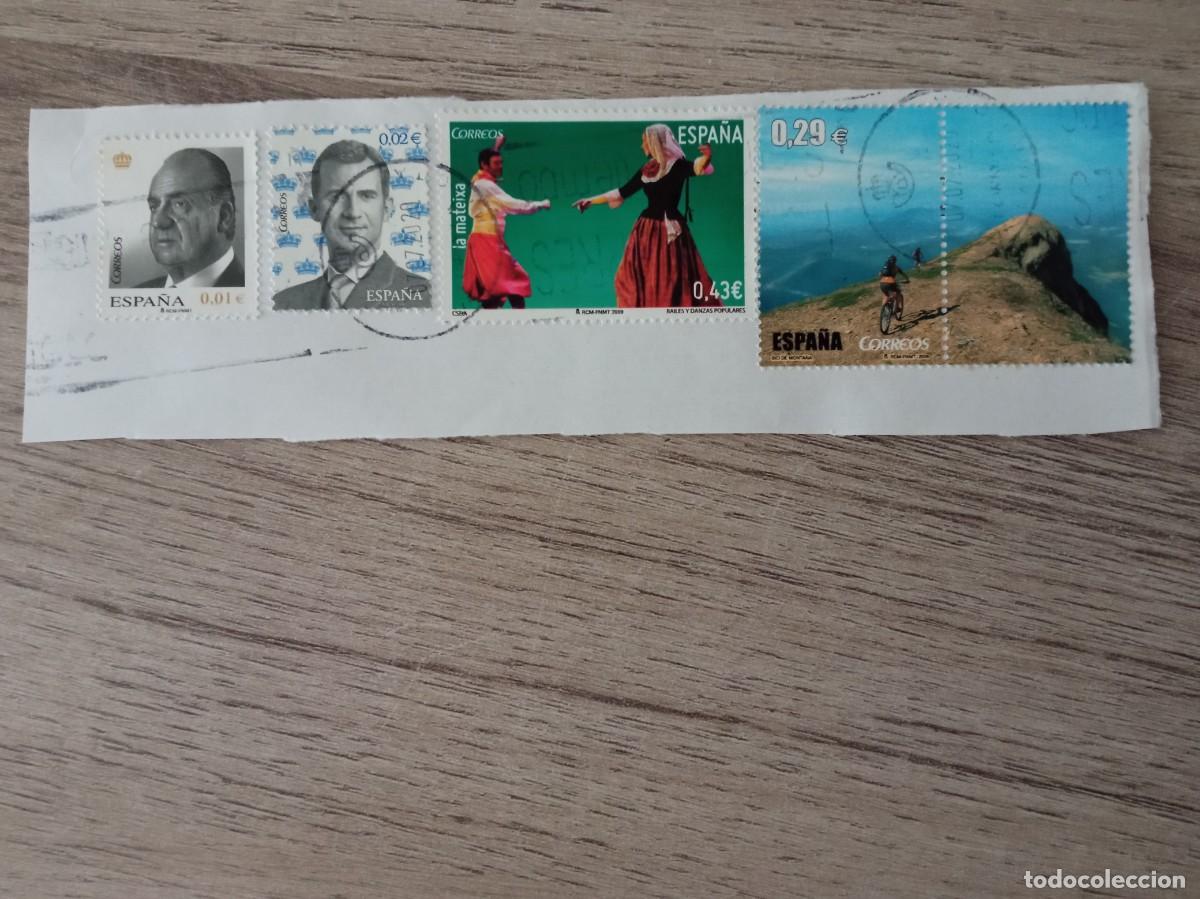 Sellos: 4 SELLOS ESPA&Ntilde;OLES PEGADOS Y MATASELLADOS