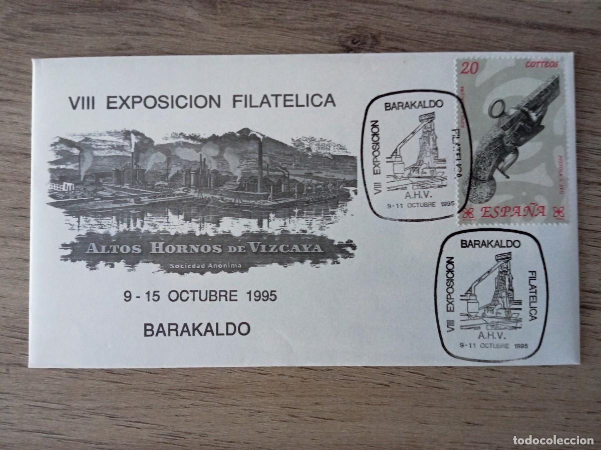 Sellos: SOBRE VIII EXPOSICION FILATELICA ALTOS HORNOS DE VIZCAYA, BARAKALDO, 1995