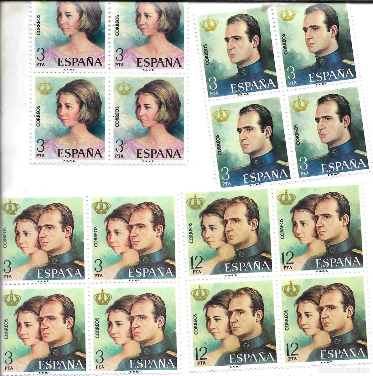 Sellos: 4 BLOQUES DE 4 SELLOS DE FAMILIA REAL 1975