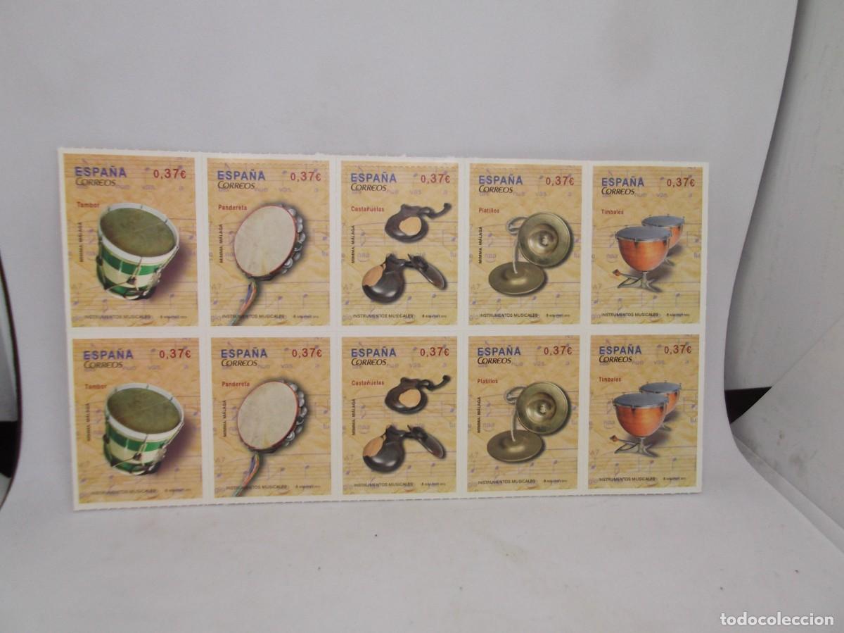 Sellos: Espa&ntilde;a 2013 Instrumentos musicales.Bloque de 10 sellos adhesivos.Nuevos