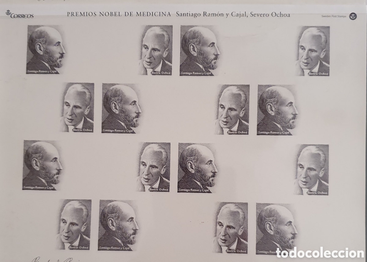 Sellos: &Uacute;NICA prueba especial emitida hasta la fecha. A&ntilde;o 2003. Premios Nobel de Medicina