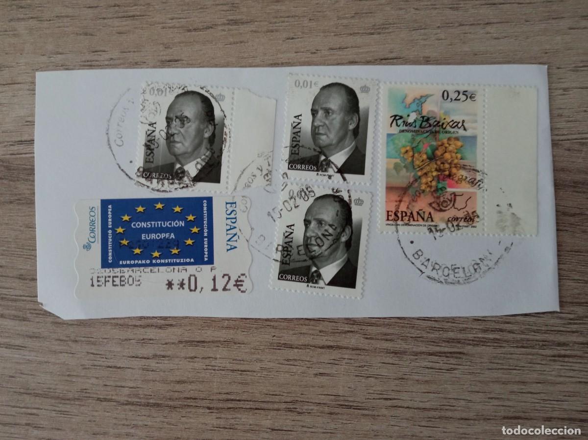 Sellos: 5 SELLOS ESPA&Ntilde;OLES PEGADOS Y MATASELLADOS