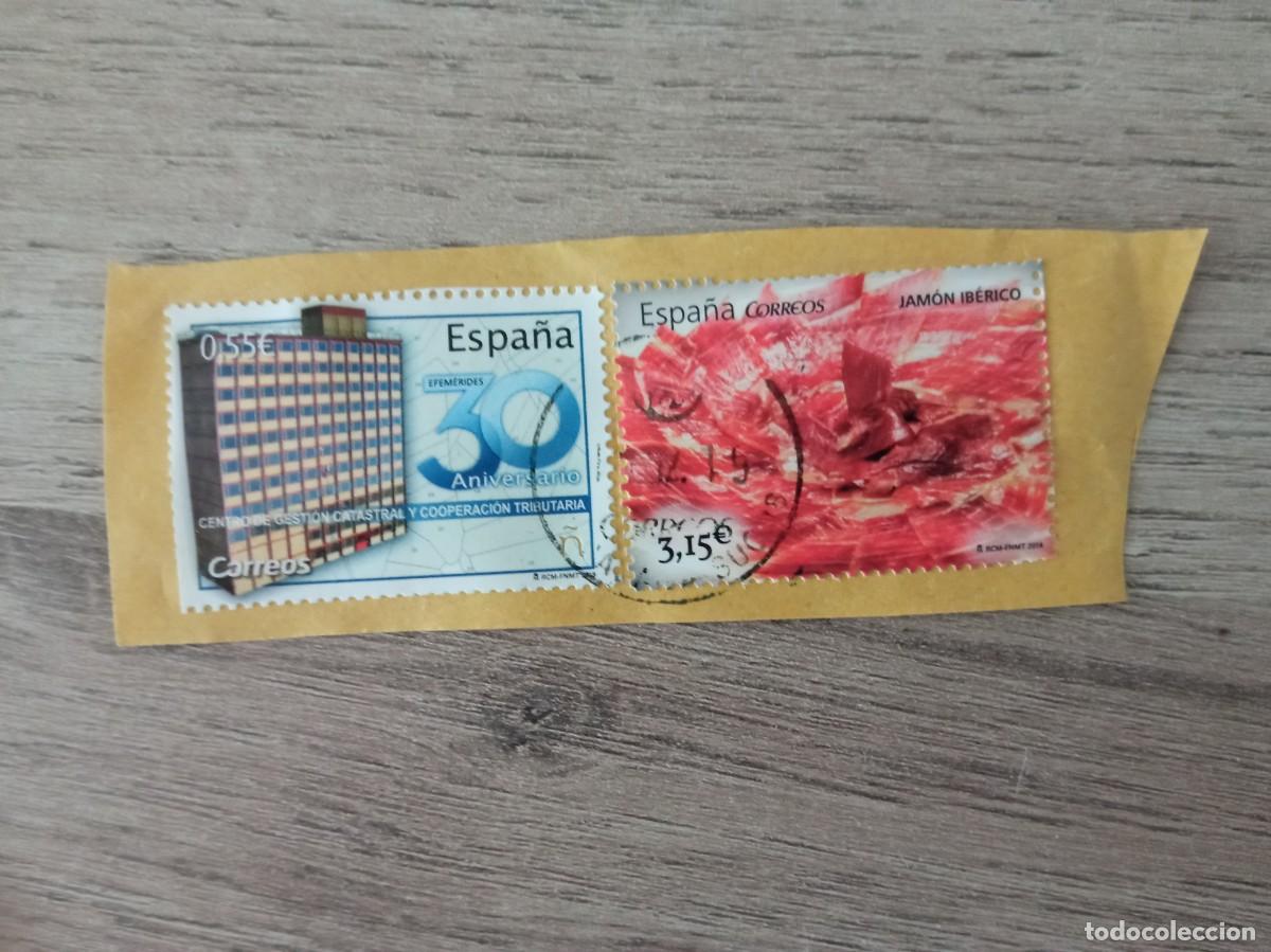 Sellos: 2 SELLOS ESPA&Ntilde;OLES PEGADOS Y MATASELLADOS