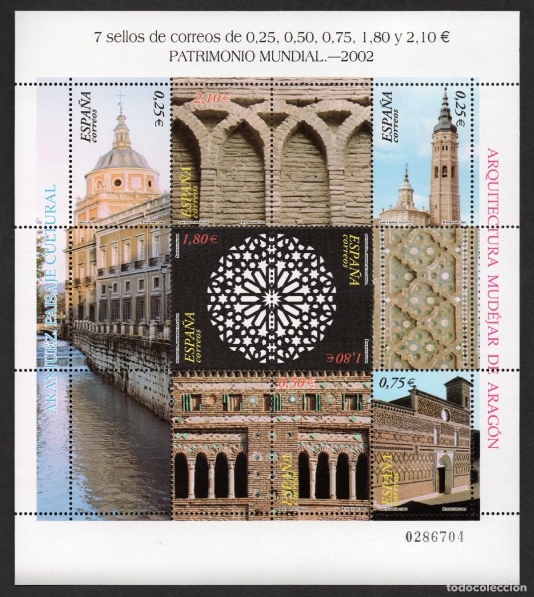 Sellos: SERIE NUEVA ESPA&Ntilde;A - PATRIMONIO MUNDIAL EN MINIPLIEGO A&Ntilde;O 2.002. EDIFIL 3936/41