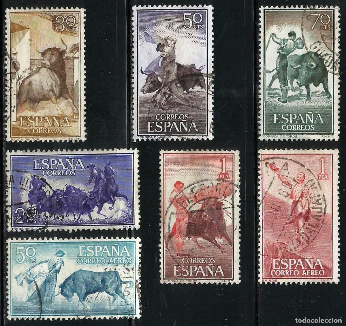 Sellos: Espa&ntilde;a. 1960. Lote de 7 sellos diferentes de Tauromaquia