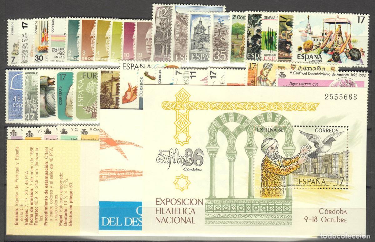 Sellos: Sellos Espa&ntilde;a a&ntilde;o 1986 completo en nuevo sin fijasello