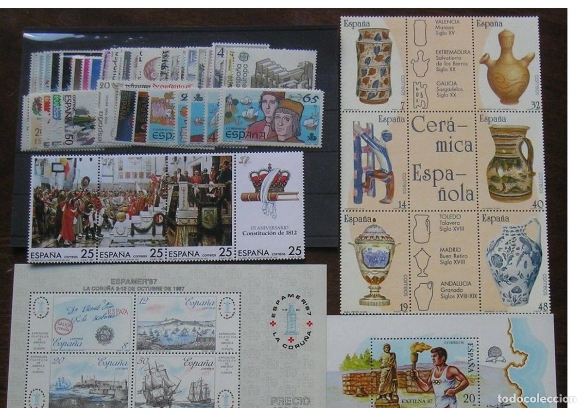 Sellos: Sellos Espa&ntilde;a a&ntilde;o 1987 completo en nuevo sin fijasello